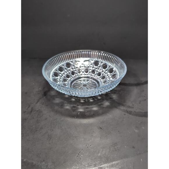 Federal Glass Blue‎ Bowl, Vintage Starburst Bowl, Button and Cane Pattern - Picture 1 of 10